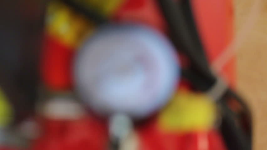 Pressure gauge of air compressor rack focus