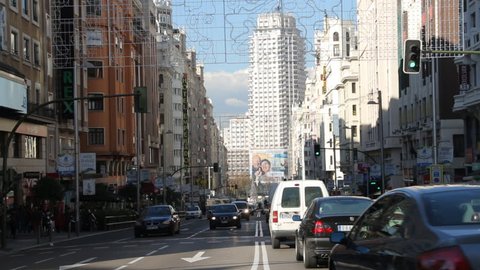MADRID, SPAIN 05 DECEMBER 2014: Traffic jam in central Madrid