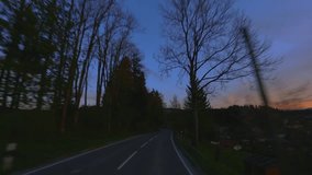 Driving a beautiful road - Driving Shot - Dusk - Sunset
Top mounted camera - Series of clips, cuttable one after the other.