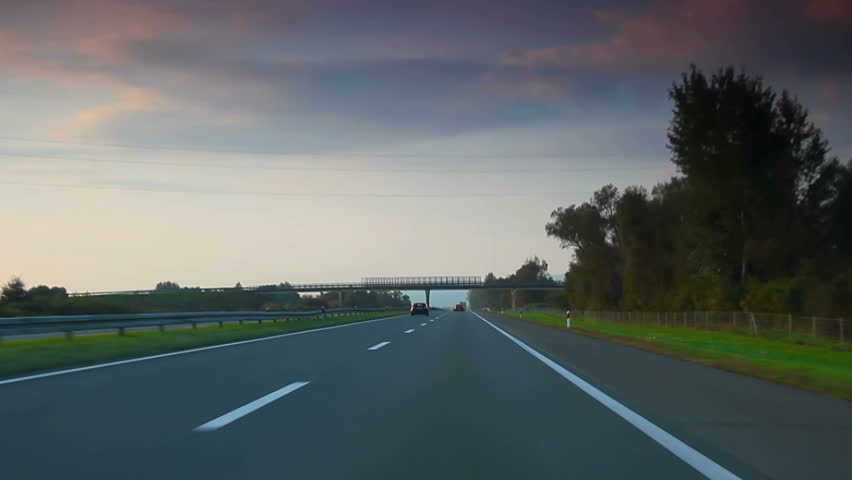 Car driving on highway in sunset 20