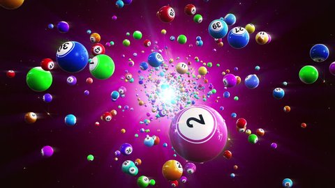 Lottery balls loopable background. Flight colored bingo balls