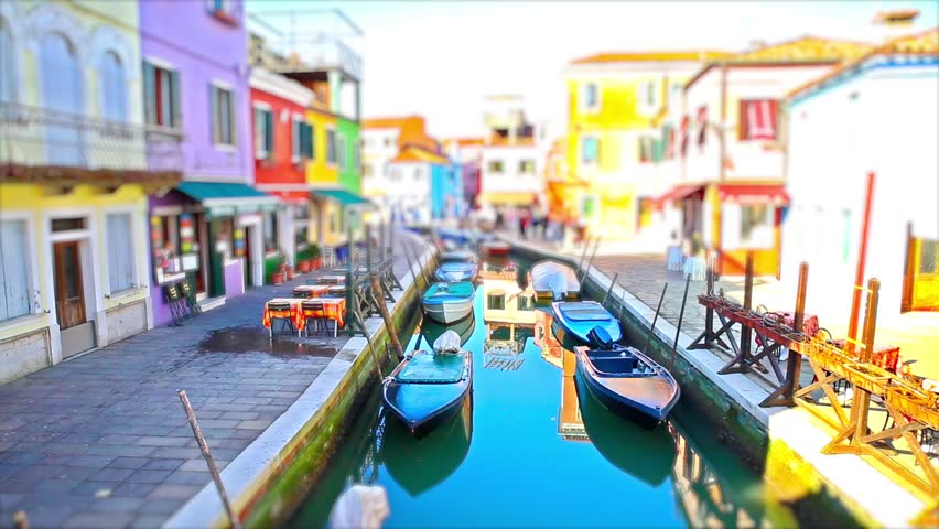 Colored houses and canals in Burano, Venice, italy