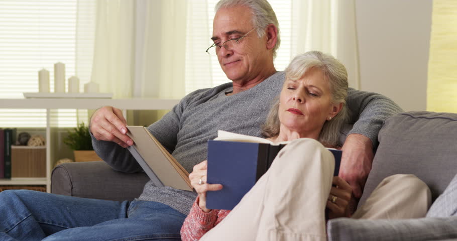 Elderly Couple Sitting Couch Reading Stock Footage Video (100%  Royalty-free) 9061369 | Shutterstock