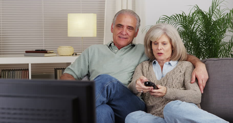 Senior Couple Watching Tv Stock Footage Video 100 Royalty Free