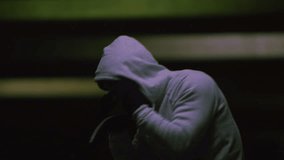 4K Hooded boxer training in low light at night in slow motion, shot on RED EPIC - Powered by Shutterstock - Get 15% off with code: PIKWIZARD15