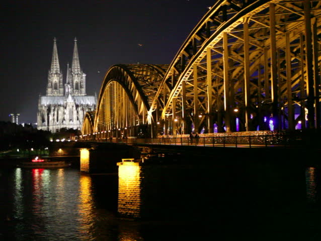 Kolner Dom in Cologne, Germany fade in at night
