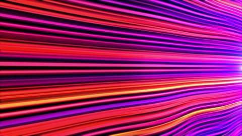 Abstract background from glowing stripes. Animation of wave with shined lines. Animation of seamless loop.