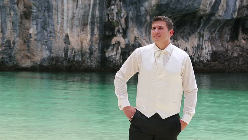 Groom Black Trousers White Shirt Vest 