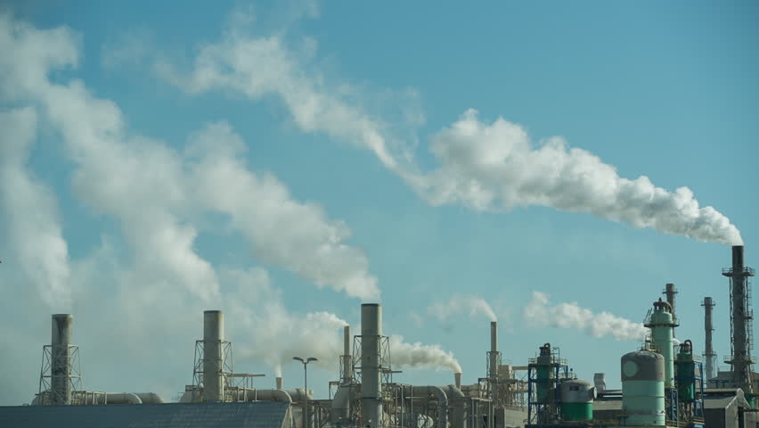 Industrial power station with smoke towers. good video for energy, pollution, climate change and environmental issues | Shutterstock HD Video #9096227