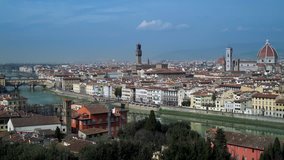 Florence Tuscany Italy
A view of Florence, Tuscany Italy  from Ponte Vecchio to Palazzo Vecchio to Duomo