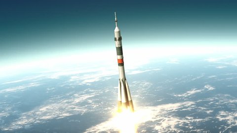 Carrier Rocket Takes Off. 3D Animation.