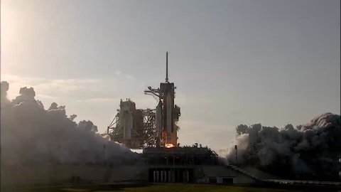 CIRCA 2010s - The Space Shuttle Lifts off from its launchpad.
