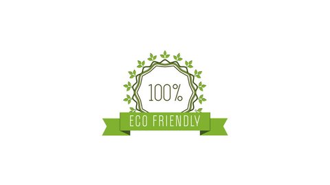 100% Eco Friendly stamp animation with white background in 4k resolution.