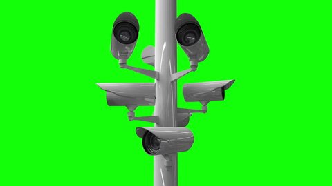 Digital Animation Cctv Cameras Against Green Stock Footage Video (100% ...