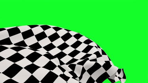 Digital animation of Checkered flag against green screen