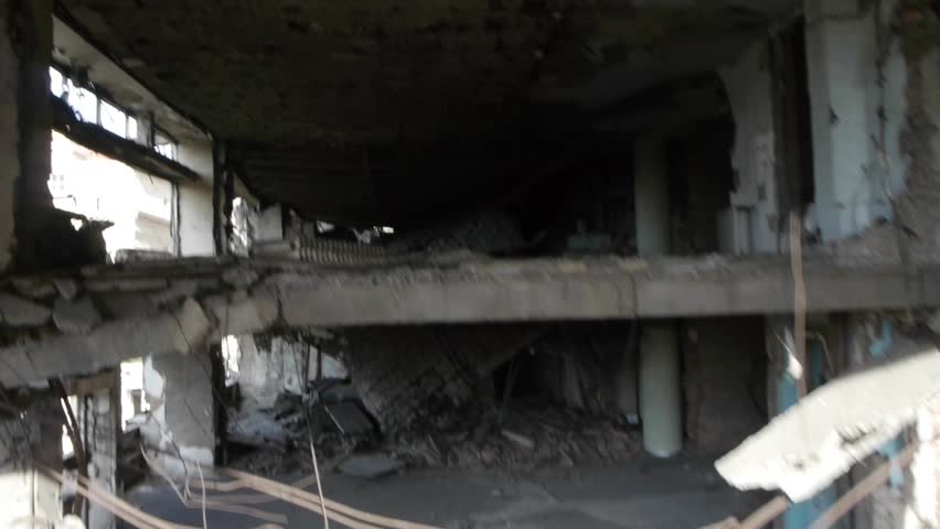 Aerial view on Serbian military headquarter building in the center of Belgrade bombed by NATO in 1999.
