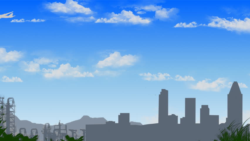 Long animation of a scenic backdrop moving past camera with a Parallax effect.