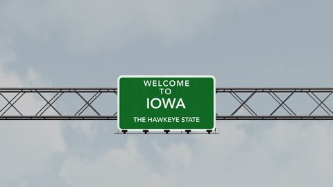 4K Passing under Welcome to Iowa State USA Interstate Highway Sign with Matte Photo Realistic 3D Animation
4K 4096x2304 ultra high definition
