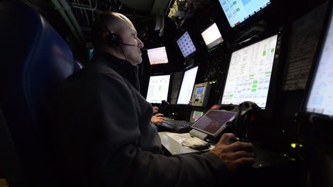 CIRCA 2010s - Activities on board an American nuclear submarine.