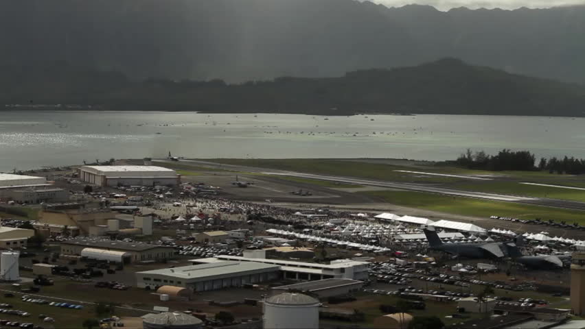 CIRCA 2010s - High angle over Kaneohe Bay air station.