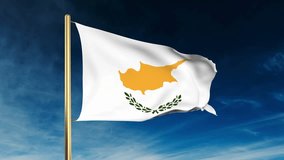 Cyprus flag slider style. Waving in the wind with cloud background animation