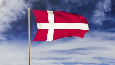 Denmark flag waving in the wind. Looping sun rises style.  Animation loop. Green screen, alpha matte. Loopable animation