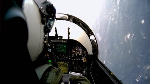 CIRCA 2010s - POV shots from the cockpit of a fighter plane.