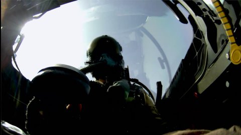 CIRCA 2010s - POV shots from the cockpit of a fighter plane.