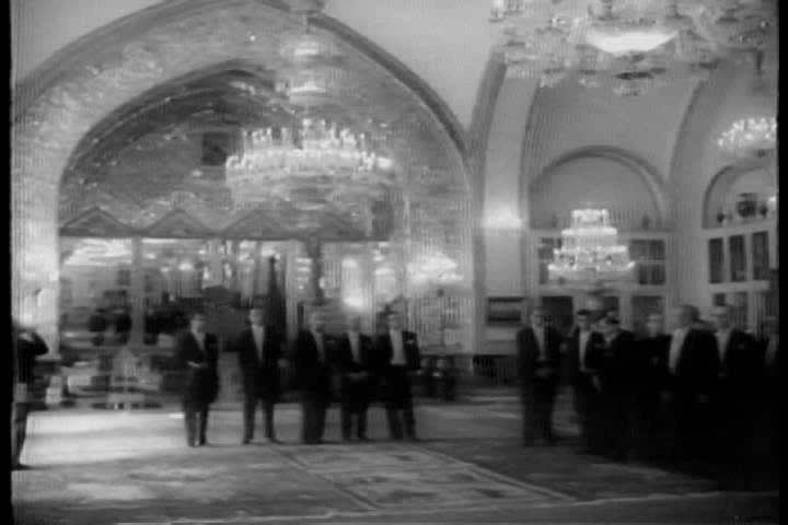 CIRCA 1950s - The Shah of Iran holds a ceremony to celebrate his third marriage in 1959