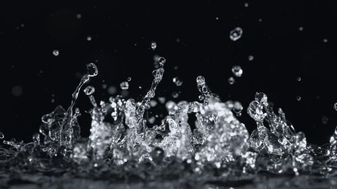 Water surface bouncing and making splash and ripple. Shot with high speed camera, phantom flex 4K. Slow Motion. Unedited version is included at the end of clip.