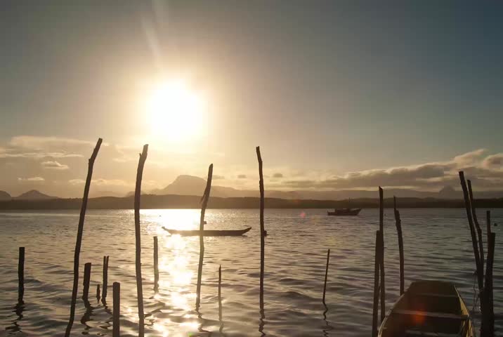 Small fishing boats at the sea.