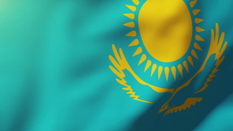 Kazakhstan flag waving in the wind. Looping sun rises style.  Animation loop