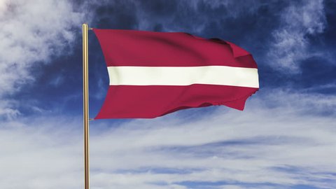 Latvia flag waving in the wind. Looping sun rises style.  Animation loop. Green screen, alpha matte. Loopable animation