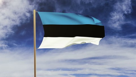 Estonia flag waving in the wind. Looping sun rises style.  Animation loop. Green screen, alpha matte. Loopable animation