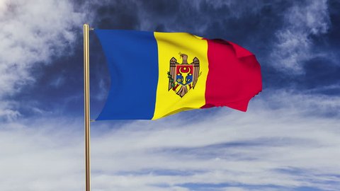 Moldova flag waving in the wind. Looping sun rises style.  Animation loop. Green screen, alpha matte. Loopable animation