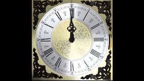 Clock face zoom running at speed ornate grandfather timelapse time travel - Powered by Shutterstock - Get 15% off with code: PIKWIZARD15