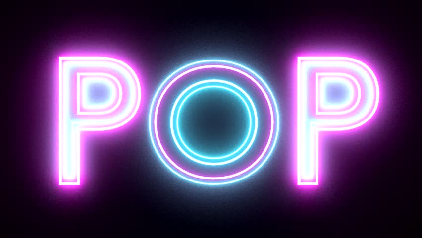 Pop Neon Sign Lights Logo Stock Footage Video (100% Royalty-free