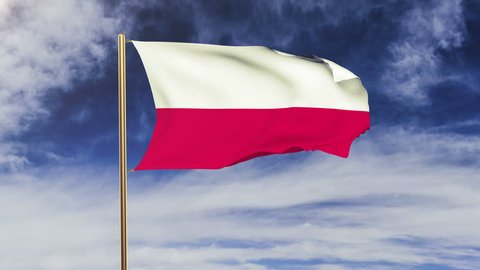 Poland flag waving in the wind. Looping sun rises style.  Animation loop. Green screen, alpha matte. Loopable animation