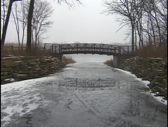 bridge over icy water