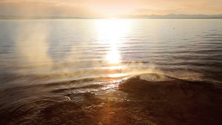 Morning at Fishing Cone geyser along Yellowstone Lake
