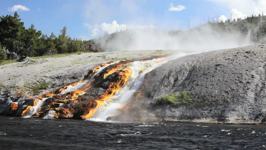 Runoff from Excelsior Geyser to Firehole River at Midway Geyser Basin, Yellowstone National Park