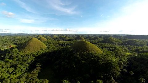 Aerial view on Chocolate hills located at Bohol island