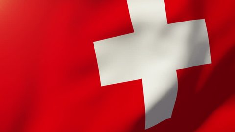 Switzerland flag waving in the wind. Looping sun rises style.  Animation loop