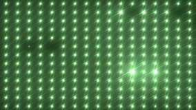 Disco spectrum lights concert spot bulb. UHD 4k 4096. Abstract motion background in green colors, shining lights, energy waves and sparkling particles. Seamless loop. More sets footage in my portfolio