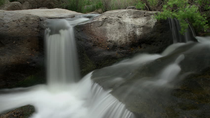 Waterfall in Colorado in soft light, long exposure time-lapse. HD 1080p