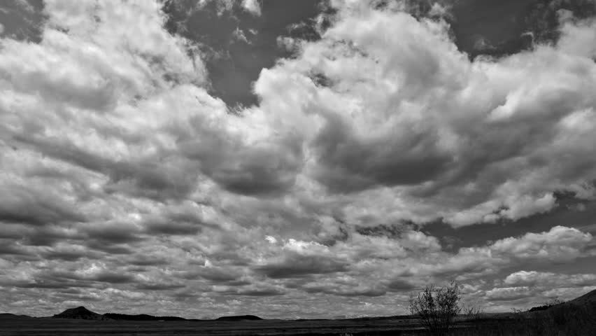 Beautiful flowing cloudscape in black and White. HD 1080p time lapse. 