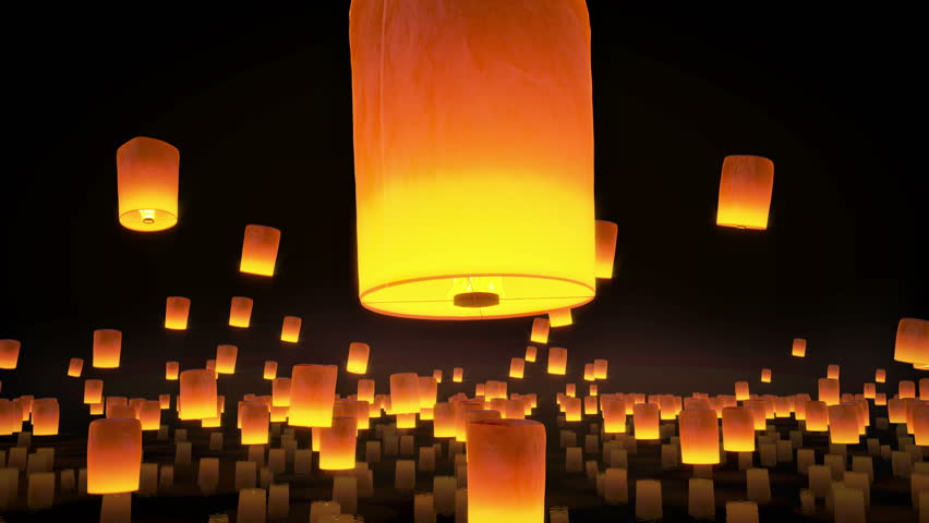 4k Beautiful Sky Lanterns Flying Stock Footage Video (100