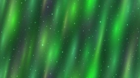 Fullhd 1920x1080 Progressive Seamlessly Looping Video of Colorful Northern Lights, Stars and Green and Lilac Cosmic Rays in Sky. Animated Background