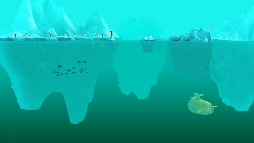 02191 Killer Whale Eating Penguin With Submarine Emerging From Water