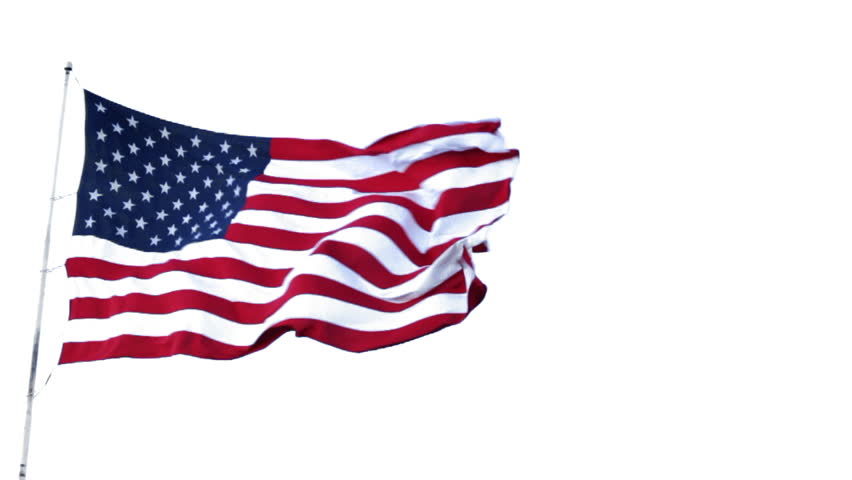 Slow motion flag, isolated on white. HD 720p True 2.5x slow motion.